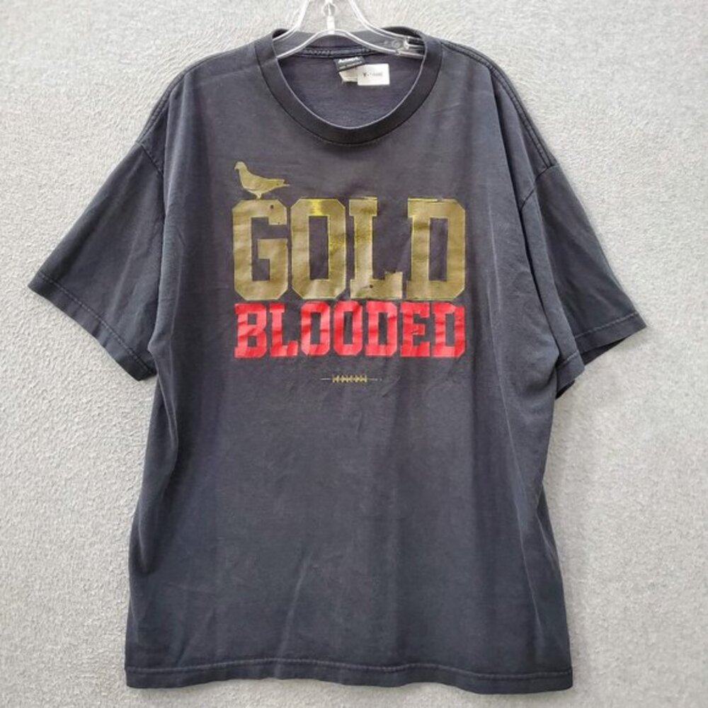 Gold Blooded Men Shirt XL Black Logo Football Spellout Short‎ Sleeve Crew Neck